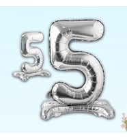 5 Rakam Ayaklı Folyo Balon, 65 cm - Gümüş (STD)