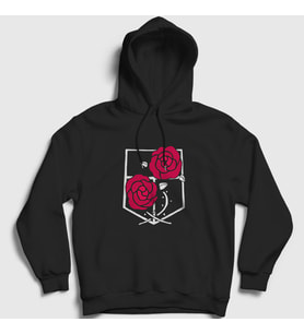 Presmono Unisex Siyah Garrison Anime Attack On Titan Kapüşonlu Sweatshirt 123462tt