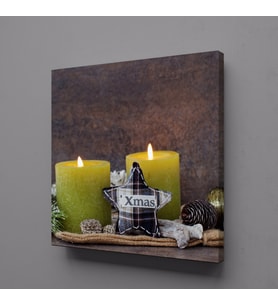 İKİLİ YEŞİL MUM KANVAS TABLO 60x60cm (Karışık)