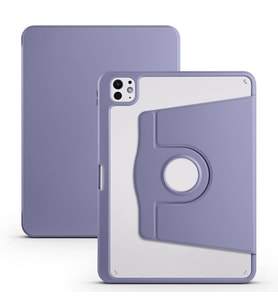 Apple iPad Pro 11 2024 Uyumlu Kılıf Zore Termik Kalem Bölmeli Dönebilen Standlı Kılıf (Koyu Lila)