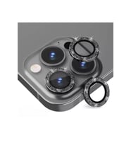 Iphone 16 Pro ve 16 Pro Max Siyah (Black) Titanyum Uyumlu Taşlı Kamera Lens Koruyucu Cam