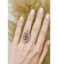 Vintage Pembe Gül Yüzük – Romantik ve Zarif Retro Tasarım, Ayarlanabilir Metal Model