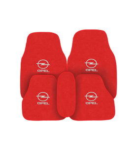 Opel Nakışlı 5 Parça Kırmızı Araç Oto Halı Paspas  Kırmızı Kenarlı Araba Paspas