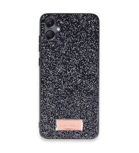 Coverzone Samsung Galaxy A05 ile Uyumlu Parlak Simli Telefon Bright K?l?f? Boncuk ??lemeli ??k Tasar?m Darbe Emici Kenarlar Tam Koruma Sa?layan Kaymaz Kapak Galaxy A05 i�in K?l?f Siyah