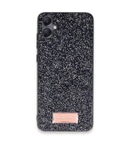 Coverzone Samsung Galaxy A05 ile Uyumlu Parlak Simli Telefon Bright K?l?f? Boncuk ??lemeli ??k Tasar?m Darbe Emici Kenarlar Tam Koruma Sa?layan Kaymaz Kapak Galaxy A05 i�in K?l?f Siyah