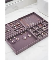 Kiev Model Süet Kumaş Lila Renk 22/14 cm 4 lü Takım Çekmeçe İçi Takı Standı