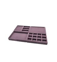 Ankara Model Süet Kumaş Lila Renk 22/14 cm 4 lü Takım Çekmeçe İçi Takı Standı