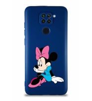 Xiaomi Redmi Note 9 Soft Premier Kapak Minnie Mouse-E Tasarımlı Silikon Kılıf - Lacivert (Şeffaf)