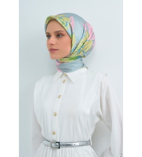 Armine Saf İpek Sura Eşarp-2026 İlkbahar-Yaz- 950900D (Yeşil-Pembe)