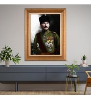 Altın Paspartulu Atatürk  Çerçeveli Tablo C553 (Gold)