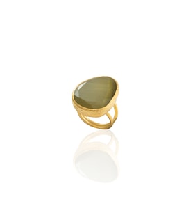 Kadir Jewellery 22 Ayar Altın Kaplama Kadın Fosil Taşlı Yüzük