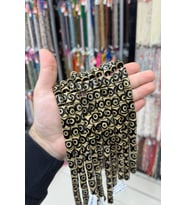 Tibet Akik Taşı Arpa Kesim Siyah Krem 10x13mm Doğal Taş Dizi