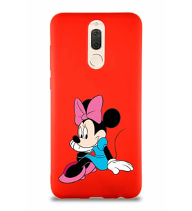 Huawei Mate 10 Lite Soft Premier Kapak Minnie Mouse-E Tasarımlı Silikon Kılıf - Kırmızı (Şeffaf)
