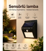 Sensörlü, Güneş Enerjili Led Duvar Lambası Bahçe Ve Balkon Aydınlatma