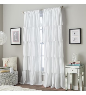 Lexroo Volants dantelli perde Panel, polyester, Beyaz, 63-Inch