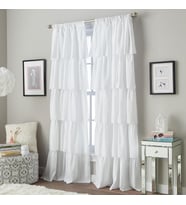 Lexroo Volants dantelli perde Panel, polyester, Beyaz, 63-Inch