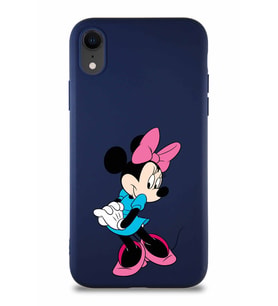 Apple iPhone XR Soft Premier Kapak Minnie Mouse-F Tasarımlı Silikon Kılıf - Lacivert (Şeffaf)