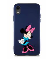 Apple iPhone XR Soft Premier Kapak Minnie Mouse-F Tasarımlı Silikon Kılıf - Lacivert (Şeffaf)