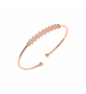 Sıra Taşlı Ayarlanabilir Rose Gümüş Bileklik