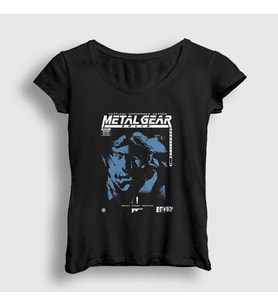 Presmono Kadın Siyah Solid Snake Metal Gear Solid T-Shirt 467163tt