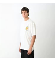 Unisex Bisiklet Yaka Baskılı Oversize T-Shirt - Beyaz