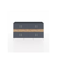 Arges Konsol 5 Raflı 3 Çekmeceli 8 Kapaklı 176x30x99 Antrasit-Antrasit/Çam