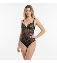 Kadın Dantelli Transparan Body Suit BB2141 (Siyah)