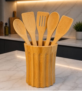 Bambu Kaşıklık, tezgah üstü kaşıklık, bambu vazo(KAŞIKLAR DAHİL DEĞİLDİR)