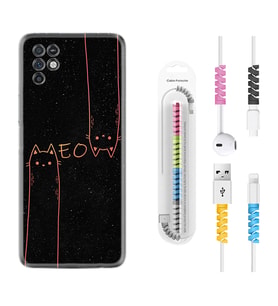 INFINIX Note 11 Pro Note 10 Hot 9 Play Kılıf Kablo Koruma Spiral Silikon Meow 1657