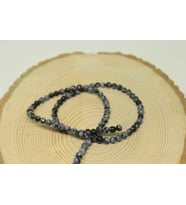 Kar Tanesi Obsidyen Taşı YARIM Dizi 4-4.5mm aralığı (18cm uzunluğundadır)