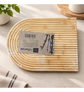 Bambu Oval Çizgili Sunumluk