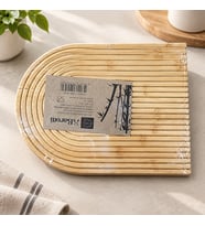 Bambu Oval Çizgili Sunumluk