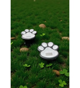 Sevimli Kedi Patisi Solar Bahçe Lambası - Otomatik Yanan Dekoratif Aydınlatma (Beyaz)