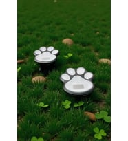 Sevimli Kedi Patisi Solar Bahçe Lambası - Otomatik Yanan Dekoratif Aydınlatma (Beyaz)