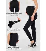 Lesa Wear Ayarlanabilir Yüksek Bel Esnek Toparlayıcı Ve Sıkılaştırıcı Hamile Tayt (Siyah)