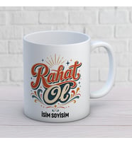 Rahat Ol Yazılı Retro Kişiye Özel Baskılı Kupa – Motivasyon Hediyesi