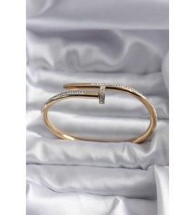 316L Çelik Gold Renk Çivi Model Zirkon Taş Detay Kadın Bileklik TJ-BB5646