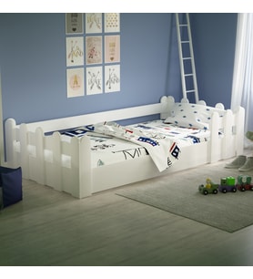 Tuliplife Montessori Karyola Beyaz 90x190 Yatak Uyumlu Oval Kesim Çocuk Yatağı-Tlp-209