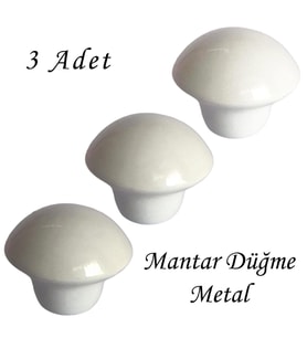 3 Adet Beyaz Mantar Düğme Kulp Mobilya Çekmece Dolap Kapak Kulbu Metal Kulp Aksesuarları Vidalı