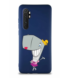 Xiaomi Mi Note 10 Lite Soft Premier Kapak Pearl Yengeç Tasarımlı Silikon Kılıf - Lacivert (Şeffaf)
