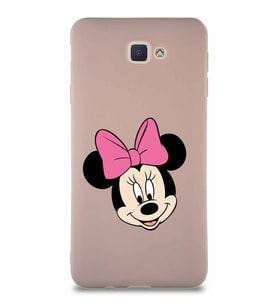 Samsung Galaxy J7 Prime 2 Soft Premier Kapak Minnie Mouse-C Tasarımlı Silikon Kılıf - Pudra (Şeffaf)
