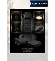 audi a3 2016 Koltuk ve Kılıf uyumlu Minder Siyah Lüks Yastık 2 Minder 2 Yastık