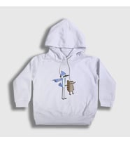 Presmono Unisex Çocuk Beyaz Pointing Mordecai And Rigby Regular Show Kapüşonlu Sweatshirt 449589tt (Beyaz)