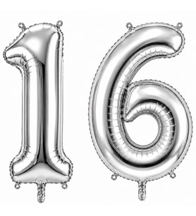 16 Rakam Folyo Balon Gümüş Rengi (76 cm)