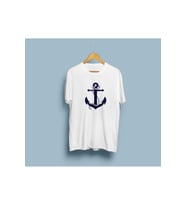 Oversize Çapa Baskılı Unisex T-shirt (Beyaz)