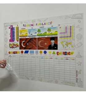 Öğrenci Planlayıcı Şeffaf Akıllı Kağıt Tahta Yazı Tahtası 70x100 Cm Kalem Hediyeli