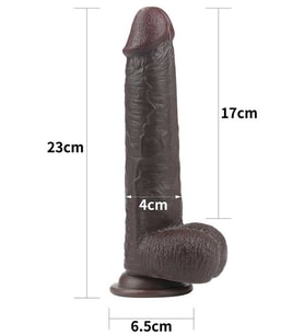 Kayar Derili Çift Katmanlı Realistik Dildo 23 cm Siyah