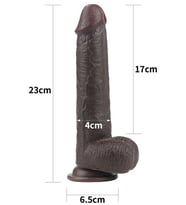 Kayar Derili Çift Katmanlı Realistik Dildo 23 cm Siyah