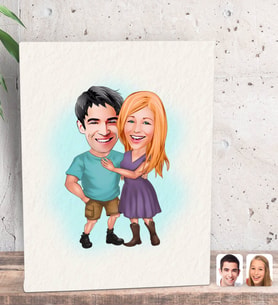 BK Gift Kişiye Özel Sevgililer Karikatürlü Dekoratif Mini Kanvas Tablo 15x20cm-80