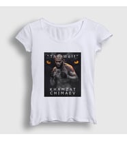 Presmono Kadın Beyaz Wolf Kurt Khamzat Chimaev Mma Ufc T-Shirt 429271tt (Beyaz)